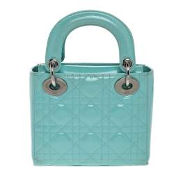 مملوكة مسبقًا حقيبة يد ديور ميني ليدي ديور بسلسلة جلد لامعة كاناج حمراء 