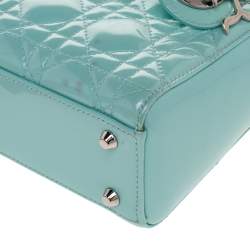 مملوكة مسبقًا حقيبة يد ديور ميني ليدي ديور بسلسلة جلد لامعة كاناج حمراء 