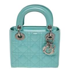 مملوكة مسبقًا حقيبة يد ديور ميني ليدي ديور بسلسلة جلد لامعة كاناج حمراء 