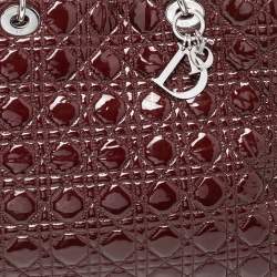 مملوكة مسبقًا حقيبة يد توتس ديور شوبر سوفت جلد كاناج لامع مبطن حمراء كبيرة 