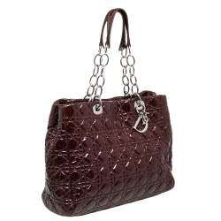 مملوكة مسبقًا حقيبة يد توتس ديور شوبر سوفت جلد كاناج لامع مبطن حمراء كبيرة 