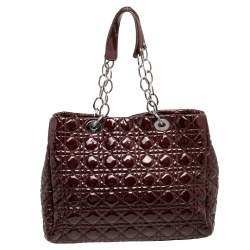 مملوكة مسبقًا حقيبة يد توتس ديور شوبر سوفت جلد كاناج لامع مبطن حمراء كبيرة 