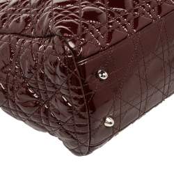 مملوكة مسبقًا حقيبة يد توتس ديور شوبر سوفت جلد كاناج لامع مبطن حمراء كبيرة 