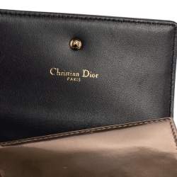 Pre Owned Dior Metallic Gold Micro Cannage Leather Diorama Trifold Wallet