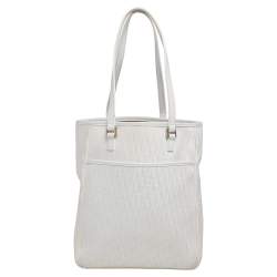 Pre Owned Dior White Diorissimo Canvas Shopping Tote