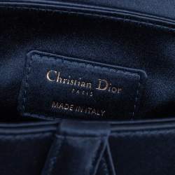 Pre Owned Dior Blue Satin Crystal Embellished Logo Mini Saddle Bag