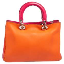 Pre Owned حقيبة يد توتس ديور ديوريسيمو جلد عجل برتقالي/ وردي ثلاثية اللون متوسطة