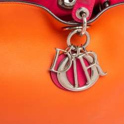 Pre Owned حقيبة يد توتس ديور ديوريسيمو جلد عجل برتقالي/ وردي ثلاثية اللون متوسطة