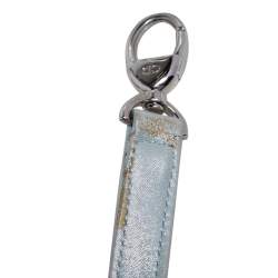 Pre Owned Dior Light Blue Cannage Shimmery Leather Medium Lady Dior Tote