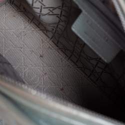 Pre Owned Dior Light Blue Cannage Shimmery Leather Medium Lady Dior Tote