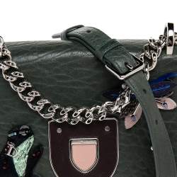 مملوكة مسبقًا Dior Green Embellished Leather Diorama Club Shoulder Bag