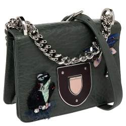 مملوكة مسبقًا Dior Green Embellished Leather Diorama Club Shoulder Bag