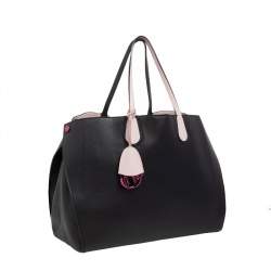 Pre Owned حقيبة يد توتس ديور بار مفتوح جلد أسود 