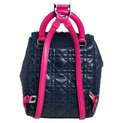 Dior Black/Navy Blue Leather and Mesh Stardust Embellished Backpack