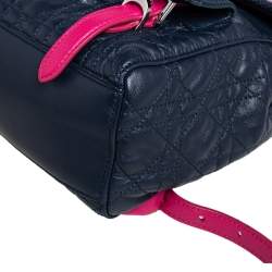 Dior Black/Navy Blue Leather and Mesh Stardust Embellished Backpack
