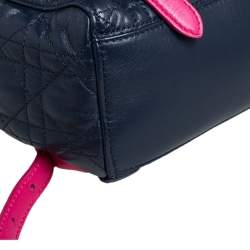 Dior Black/Navy Blue Leather and Mesh Stardust Embellished Backpack