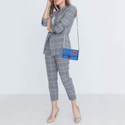 Pre Owned Dior Blue Leather Large Miss Dior Heart Badges Promenade Chain Clutch