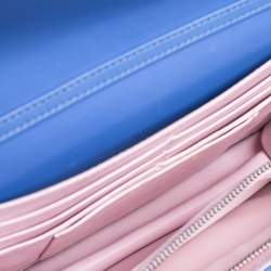 Pre Owned Dior Blue Leather Large Miss Dior Heart Badges Promenade Chain Clutch