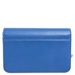 Pre Owned Dior Blue Leather Large Miss Dior Heart Badges Promenade Chain Clutch