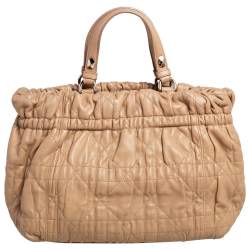 Dior Beige Quilted Cannage Leather Delices Gaufre Tote