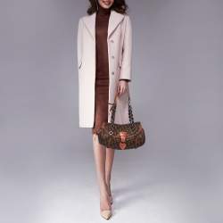 Dior Brown Oblique Coated Canvas and Leather Trim Romantique Shoulder Bag