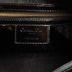 Pre Owned Dior Black Cannage Quilted Patent Leather Large Lady Dior Tote