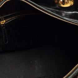 Pre Owned Dior Black Cannage Quilted Patent Leather Large Lady Dior Tote