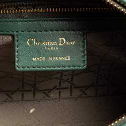 Dior Green Cannage Leather Medium Lady Dior Tote
