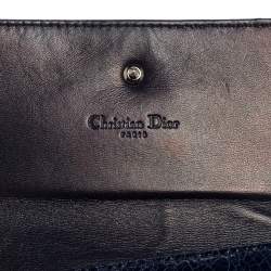 مملوكة مسبقًا Dior Blue Crinkled Leather Diorama Trifold Wallet