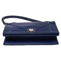 Pre Owned حقيبة كتف ديور "ديوراما" جلد أزرق إليكتريك قلاب كبيرة