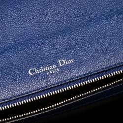 Pre Owned حقيبة كتف ديور "ديوراما" جلد أزرق إليكتريك قلاب كبيرة