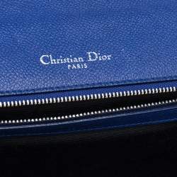 Pre Owned حقيبة كتف ديور "ديوراما" جلد أزرق إليكتريك قلاب كبيرة