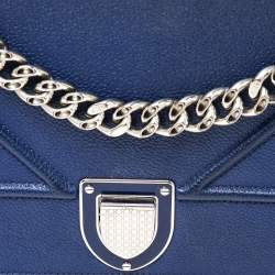 Pre Owned حقيبة كتف ديور "ديوراما" جلد أزرق إليكتريك قلاب كبيرة