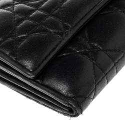 Pre Owned Dior Black Cannage Leather Lady Dior Wallet 