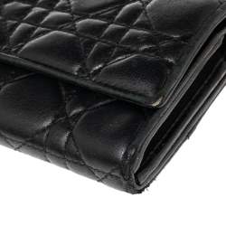 Pre Owned Dior Black Cannage Leather Lady Dior Wallet 