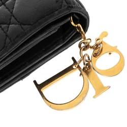 Pre Owned Dior Black Cannage Leather Lady Dior Wallet 