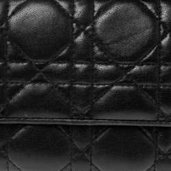 Pre Owned Dior Black Cannage Leather Lady Dior Wallet 