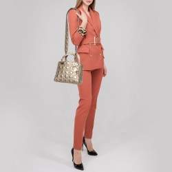 مملوكة مسبقًا Dior Gold Cannage Leather Medium Lady Dior Tote