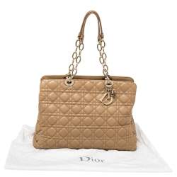 Pre Owned حقيبة يد ديور شوبر جلد ناعم كاناج مبطن متوسطة بيج