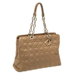 Pre Owned حقيبة يد ديور شوبر جلد ناعم كاناج مبطن متوسطة بيج