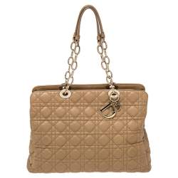 Pre Owned حقيبة يد ديور شوبر جلد ناعم كاناج مبطن متوسطة بيج