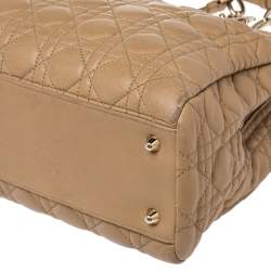 Pre Owned حقيبة يد ديور شوبر جلد ناعم كاناج مبطن متوسطة بيج