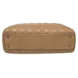 Pre Owned حقيبة يد ديور شوبر جلد ناعم كاناج مبطن متوسطة بيج