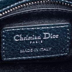 مملوكة مسبقًا Dior Dark Blue Flower Print Leather Mini Lady Dior Tote