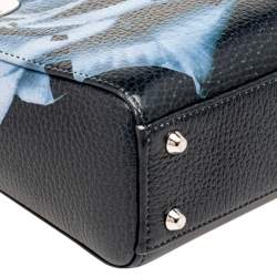 مملوكة مسبقًا Dior Dark Blue Flower Print Leather Mini Lady Dior Tote