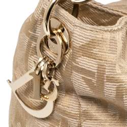 Pre Owned Dior Beige Cannage Canvas and Leather Lady Dior Hobo