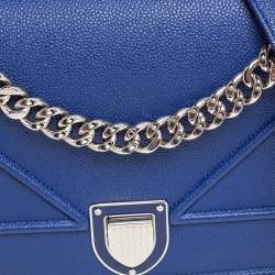 Pre Owned حقيبة كتف ديور ديوراما متوسطة قلاب جلد انديغو