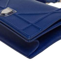 Pre Owned حقيبة كتف ديور ديوراما متوسطة قلاب جلد انديغو