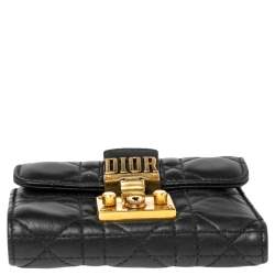 مملوكة مسبقًا Dior Black Cannage Leather Addict Wallet