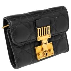 مملوكة مسبقًا Dior Black Cannage Leather Addict Wallet
